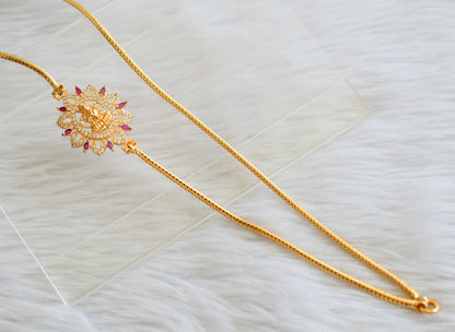 Gold tone 24 inches ruby-white lakshmi mugappu chain dj-45044