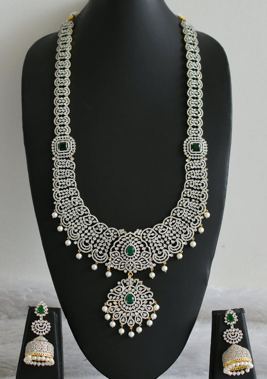 Two tone cz white-emerald stone haar set dj-48520