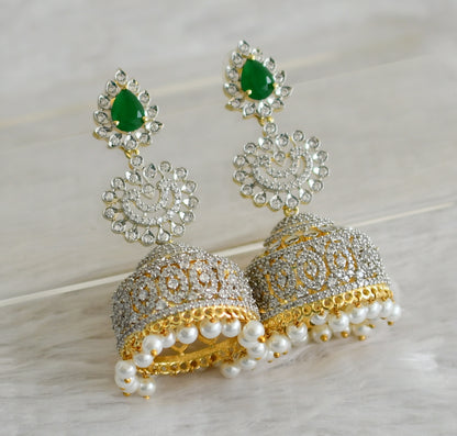 Two tone cz white-emerald stone haar set dj-48520