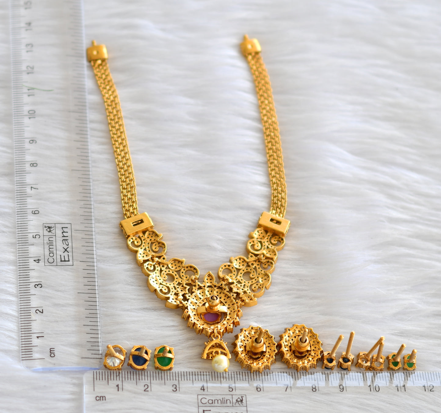 Matte finish cz color changeable necklace set dj-43486