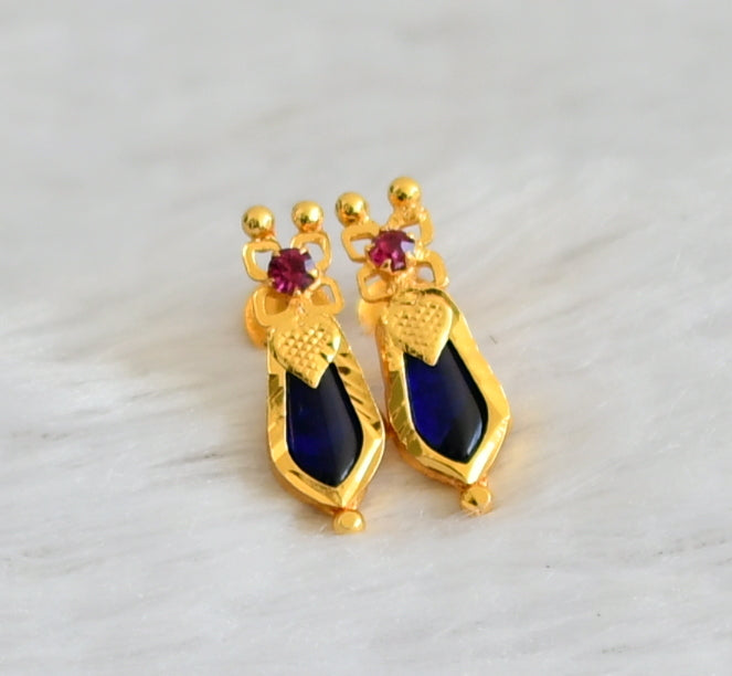 Gold tone blue nagapadam stud/Earrings dj-22226