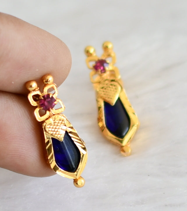 Gold tone blue nagapadam stud/Earrings dj-22226