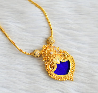 Gold tone blue-white kerala style palakka necklace dj-45052