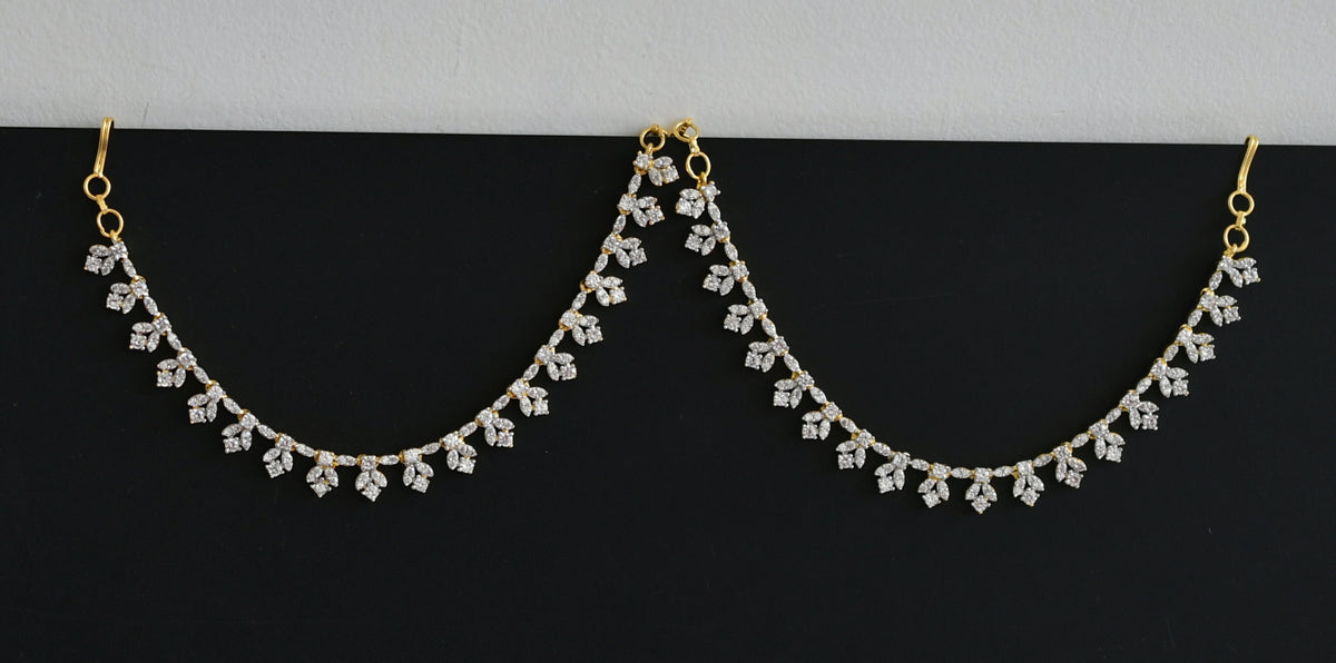 Whitestone Ear Chain Two tone cz white stone ear side chain dj-50442 – dreamjwell
