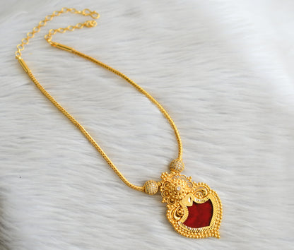 Gold tone red-white kerala style palakka necklace dj-45051