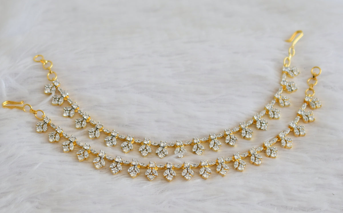 Whitestone Ear Chain Two tone cz white stone ear side chain dj-50442 – dreamjwell