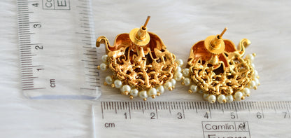 Matte finish pearl cluster elephant earrings dj-45078