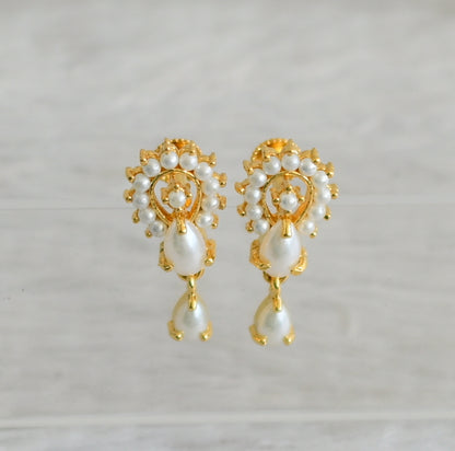 Gold tone pearl stone earrings dj-48531