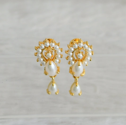 Gold tone pearl stone earrings dj-48531