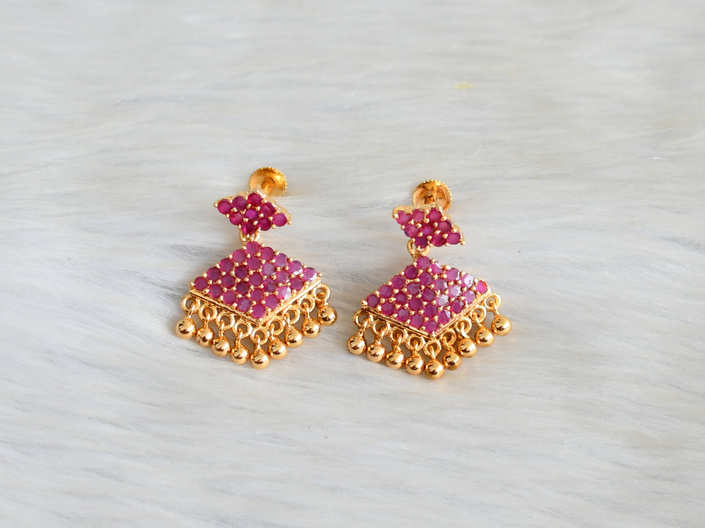 Gold tone pink stone pathakkam necklace set dj-42224