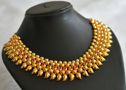 Gold tone pink stone mango  necklace dj-34267