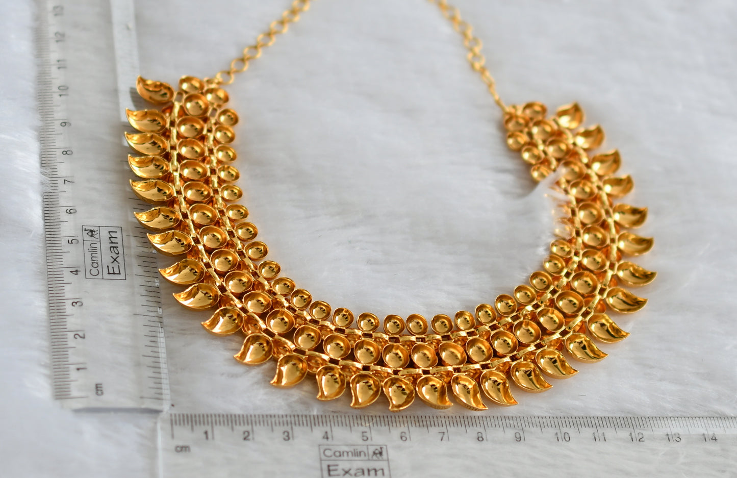 Gold tone pink stone mango  necklace dj-34267