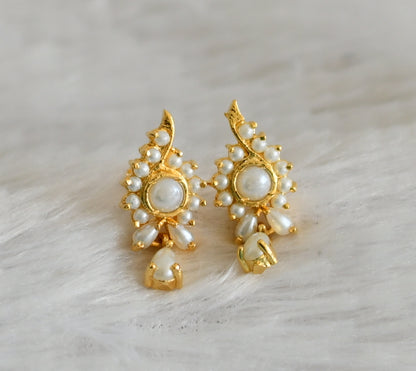 Gold tone pearl stone earrings dj-48541