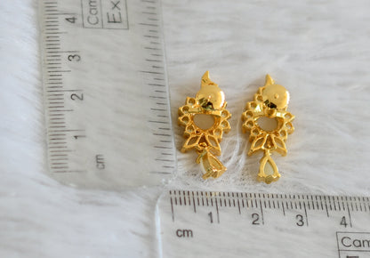 Gold tone pearl stone earrings dj-48541