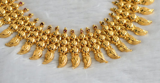 Gold tone pink stone mango  necklace dj-34266