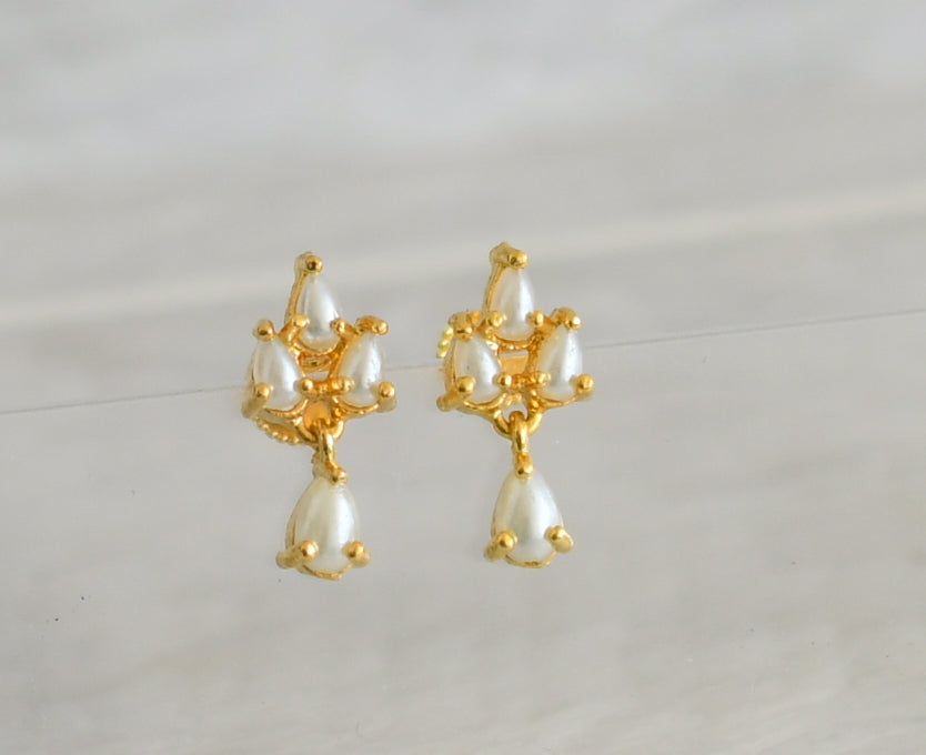 Gold tone pearl stone earrings dj-48543