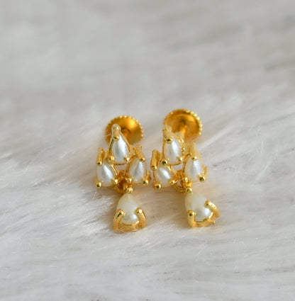 Gold tone pearl stone earrings dj-48543