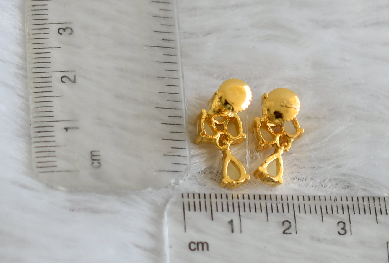 Gold tone pearl stone earrings dj-48543