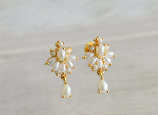 Gold tone pearl stone earrings dj-48552