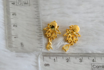 Gold tone pearl stone earrings dj-48552