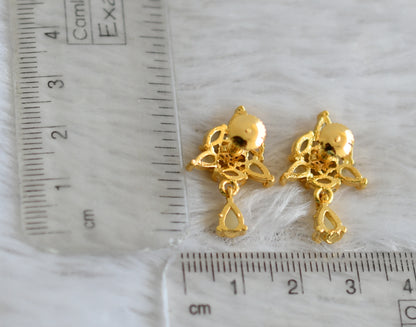 Gold tone pearl stone flower earrings dj-48555