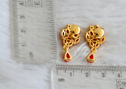 Gold tone coral stone earrings dj-48545