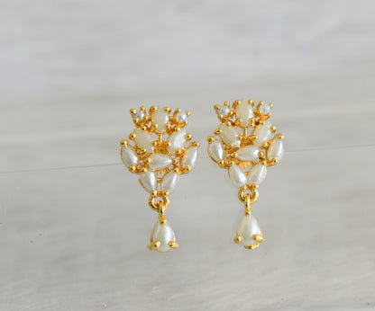 Gold tone pearl stone earrings dj-48546