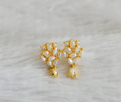 Gold tone pearl stone earrings dj-48546