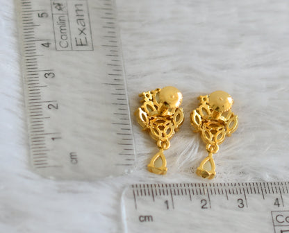 Gold tone pearl stone earrings dj-48546