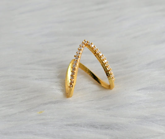 Gold tone cz white stone vanki finger ring dj-45103