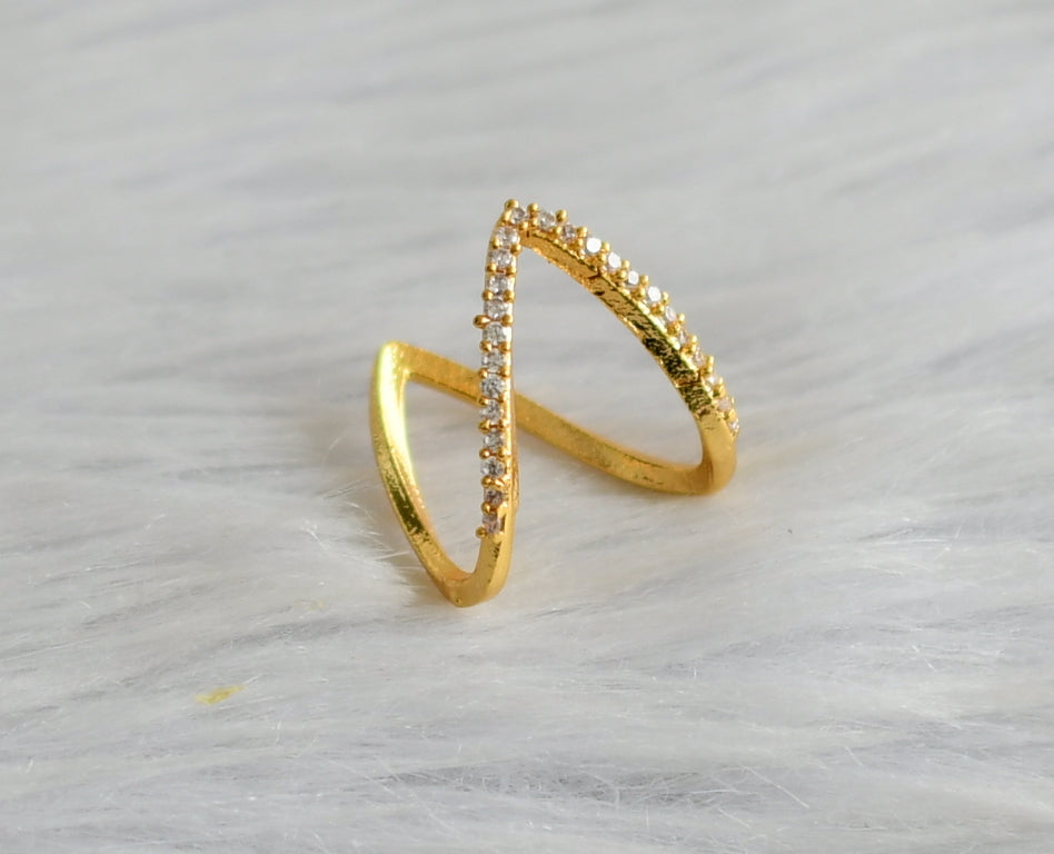 Gold tone cz white stone vanki finger ring dj-45103