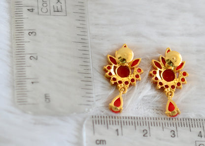 Gold tone coral stone earrings dj-48569