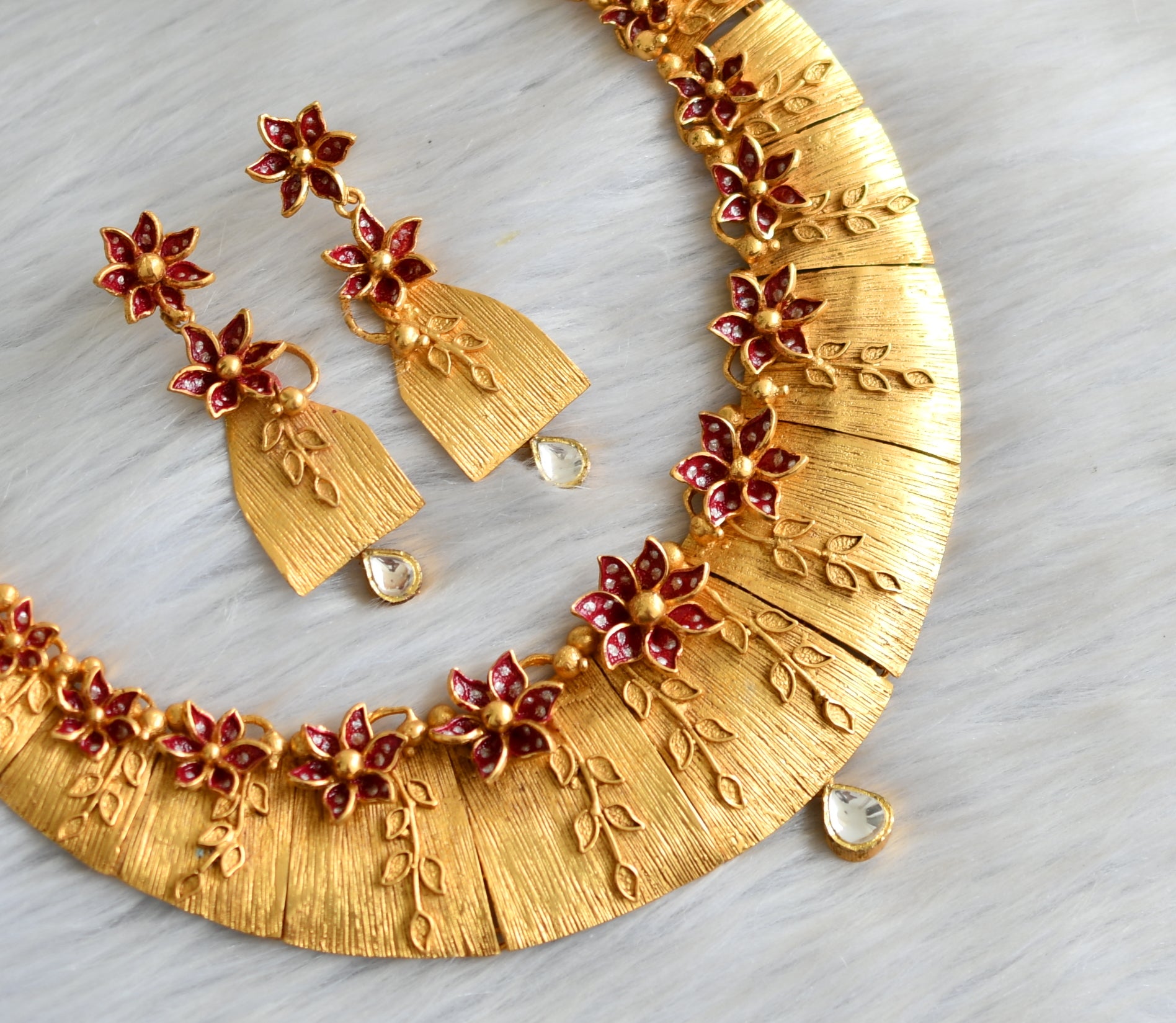 Gold Plated Matt Finish Jewelry Set Wholesale DREAMJWELL Splendid