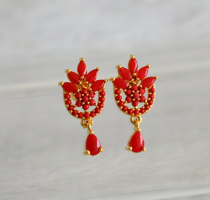 Gold tone coral flower earrings dj-48572