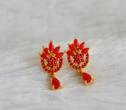 Gold tone coral flower earrings dj-48572