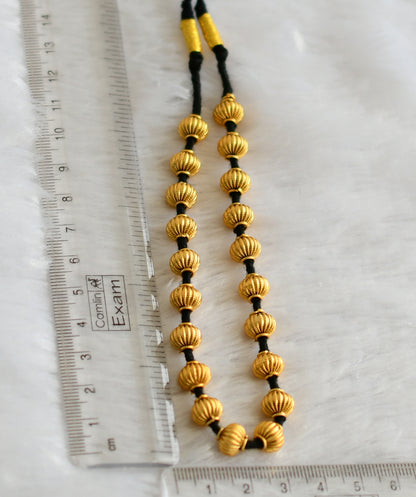 Matte finish pumpkin beaded black silk thread thulasi necklace dj-46814