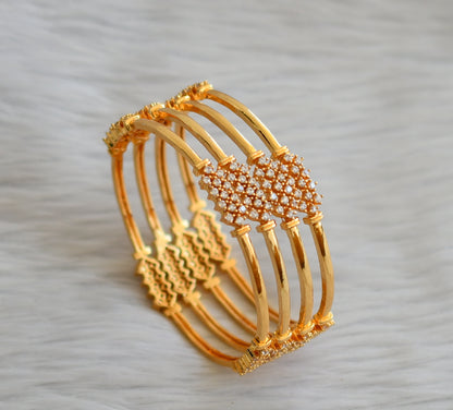 Gold tone cz white set of 4 bangles(2.6) dj-45146