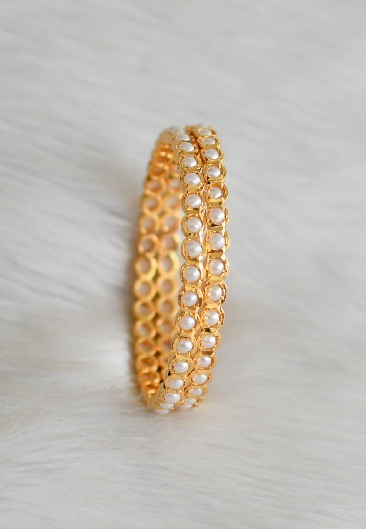 Gold tone pearl south Indian bangles(2.4) dj-42229