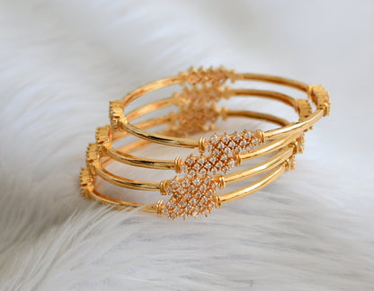 Gold tone cz white set of 4 bangles(2.6) dj-45146