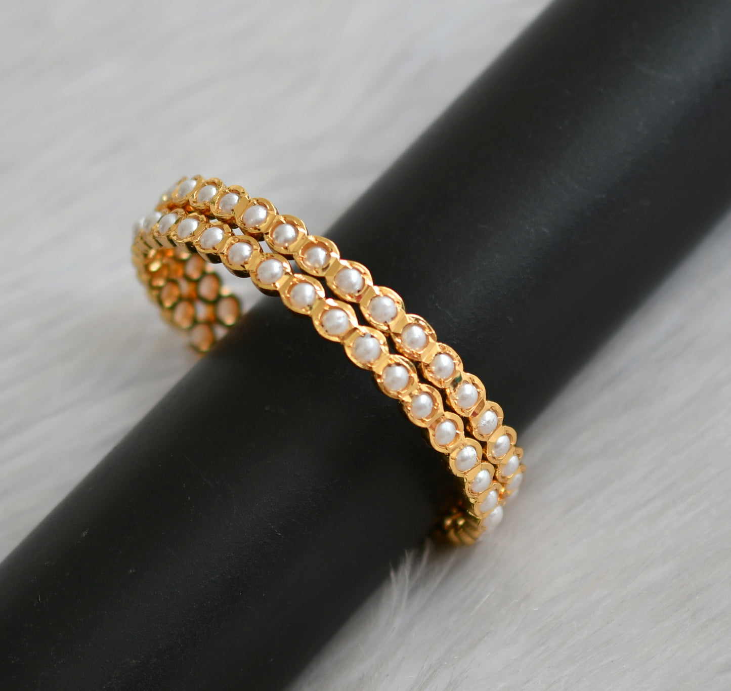 Gold tone pearl south Indian bangles(2.10) dj-42232