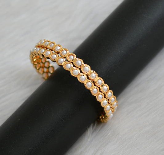 Gold tone pearl south Indian bangles(2.4) dj-42229