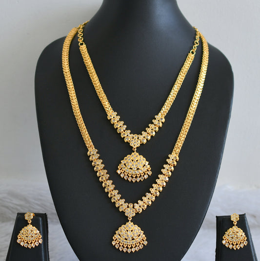 Gold tone ad white stone mango combo set dj-48581