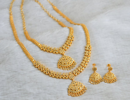 Gold tone ad white stone mango combo set dj-48581