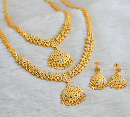 Gold tone ad white stone mango combo set dj-48581