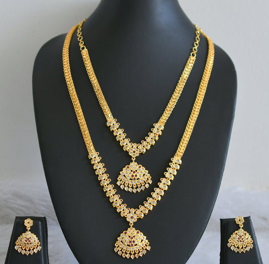 Gold tone ad ruby-white mango combo set dj-48583