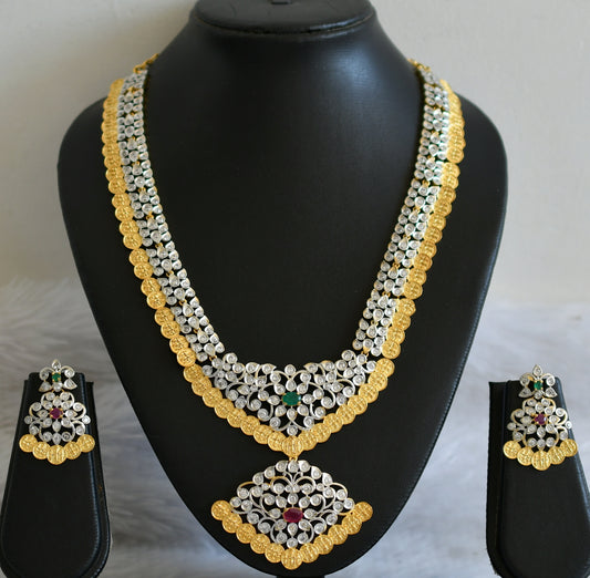 Two Tone Ruby-green Ram Parivar Coin Necklace Set DJ28497