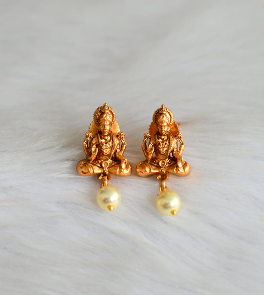 Matte finish pearl bead Lakshmi earrings dj-42238