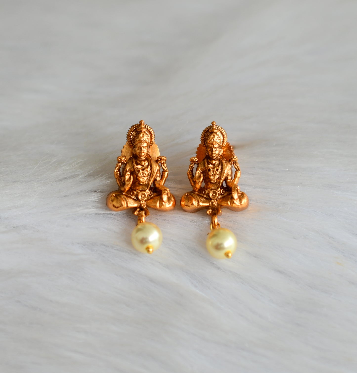 Matte finish pearl bead Lakshmi earrings dj-42238