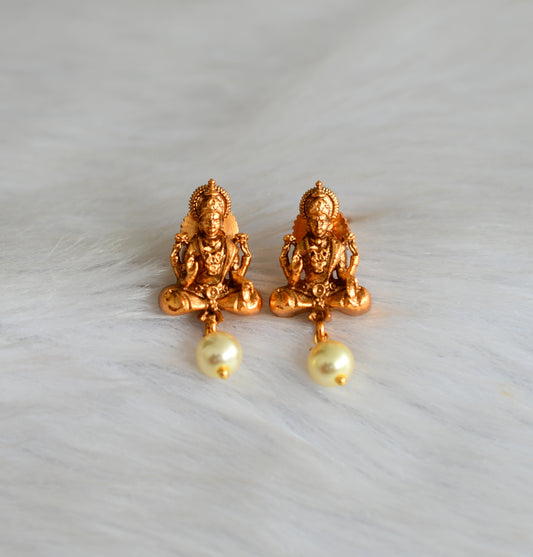 Matte finish pearl bead Lakshmi earrings dj-42238