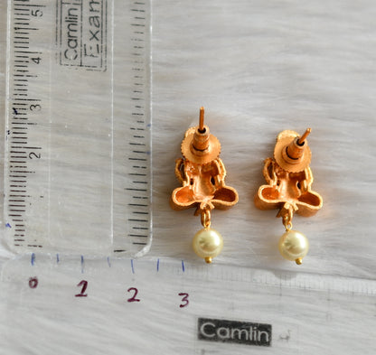 Matte finish pearl bead Lakshmi earrings dj-42238